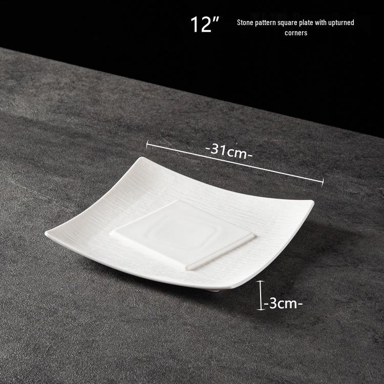 European Ceramic Plate: Large Underglaze Color Stone Texture Soup Bowl, Microwave Safe for Restaurants and Hotels