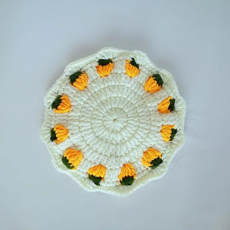 Hochzeit Küche Handgemachte Erdbeere Tasse Tisch Untersetzer Pad Matte Tisch Platzset Tischset Runde Tasse Gestrickte Tee Häkeln Matte