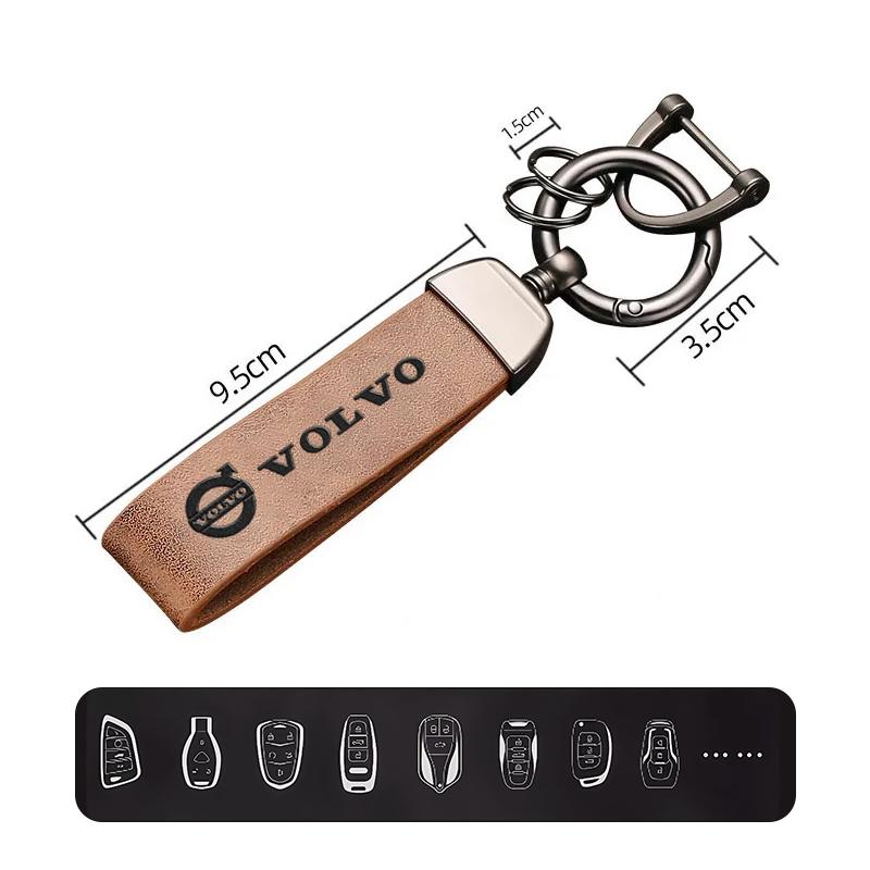 Car Leather Key Chain With Embossed Logo Keyring Pendant Gift For Volvo XC60 V90 XC40 V60 V40 XC90 XC70 V50 S60 S90 EX30 Olestar