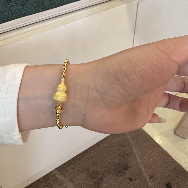 Adjustable Gold-Plated Sterling Silver Gourd Bracelet - Ideal Gift for a Best Friend