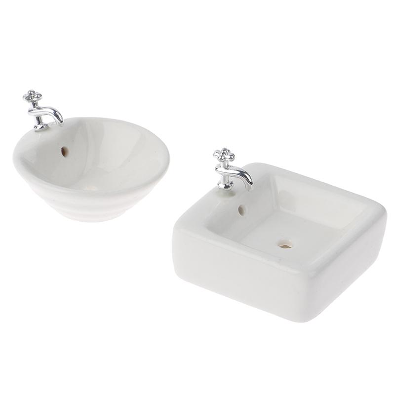 1:12 Dollhouse Miniature Bathroom Sink Ceramic Wash Basin Model Accessories Toys