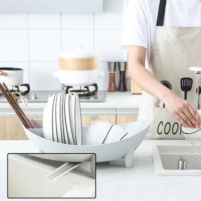 Arbeitsplatten Geschirrkorb Kunststoff Geschirrtrockenständer Geschirrhalter Schüssel- und Besteckhalter mit Abtropffunktion für Küchentheke Spüle