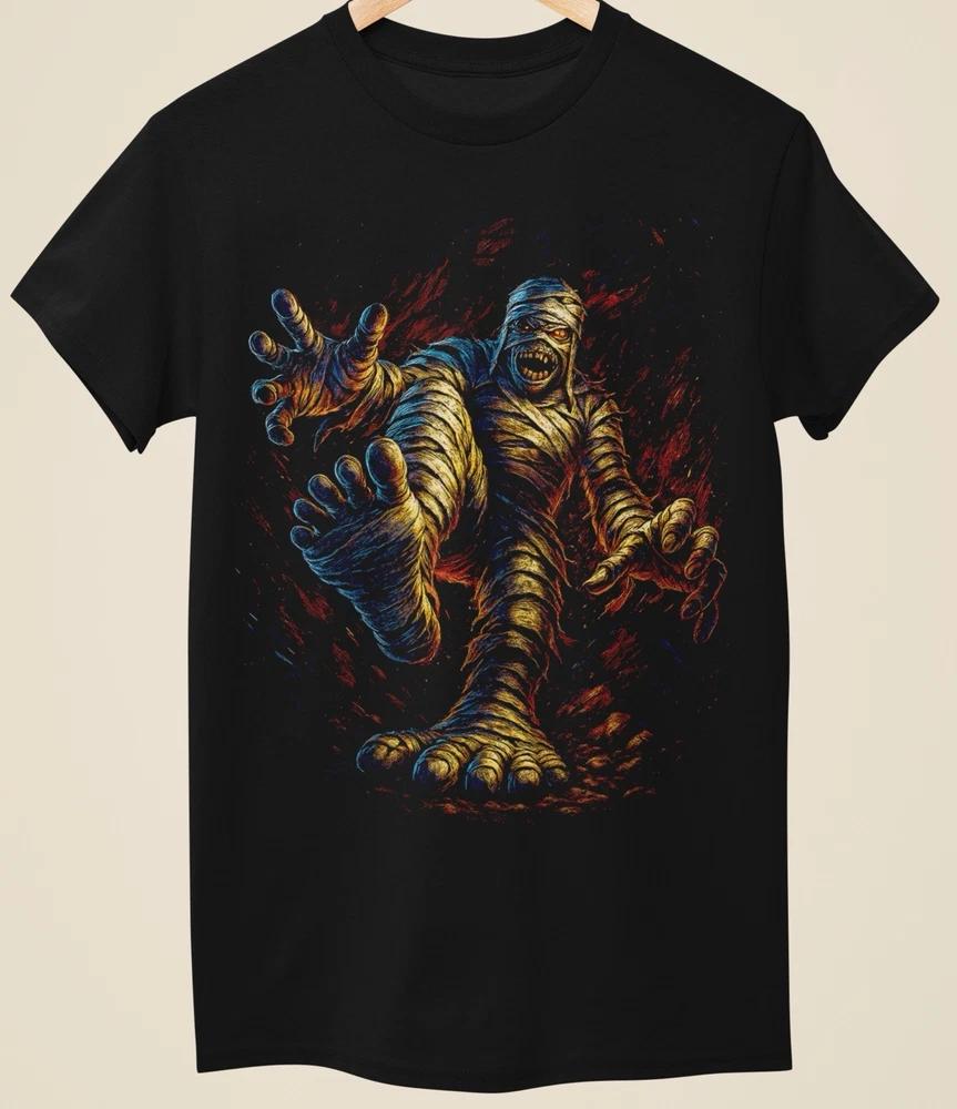 Evil Horror Mummified Mummy Unique Halloween Style Unisex Black TShirt (Ho001) S