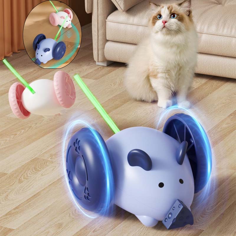 Electric Cat Teaser Mouse Car Cat Toy Interactive Rechargeable Automatic Kitten Toy Intelligent Obstacle Kitten Training Cat Toy