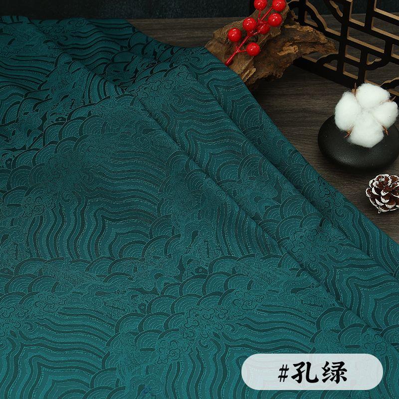 Wave Jacquard Fabric Micro Stretch Breathable By The Meter for Hanfu Dress Horse Face Skirt Sewing Anti Wrinkle Cloth White Red