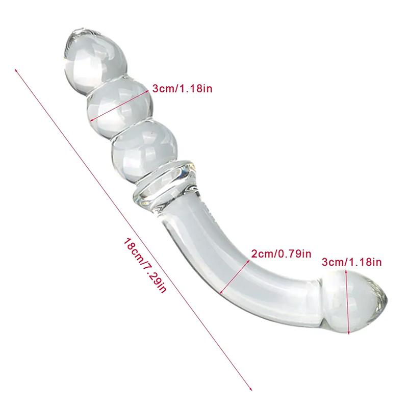 2-in-1 Glass Anal Beads And Butt Plug Hard Dildos Vaginal Anus Dilator Prostate Massager for Men And Women Masturbator Sex Toy