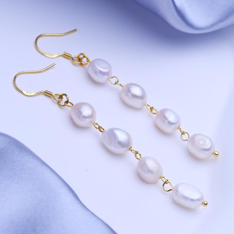 

FEEYOO натуральный пресноводный жемчуг в стиле барокко, серьги для женщин и девочек, модные классические серьги-подвески, вечерние украшения белый