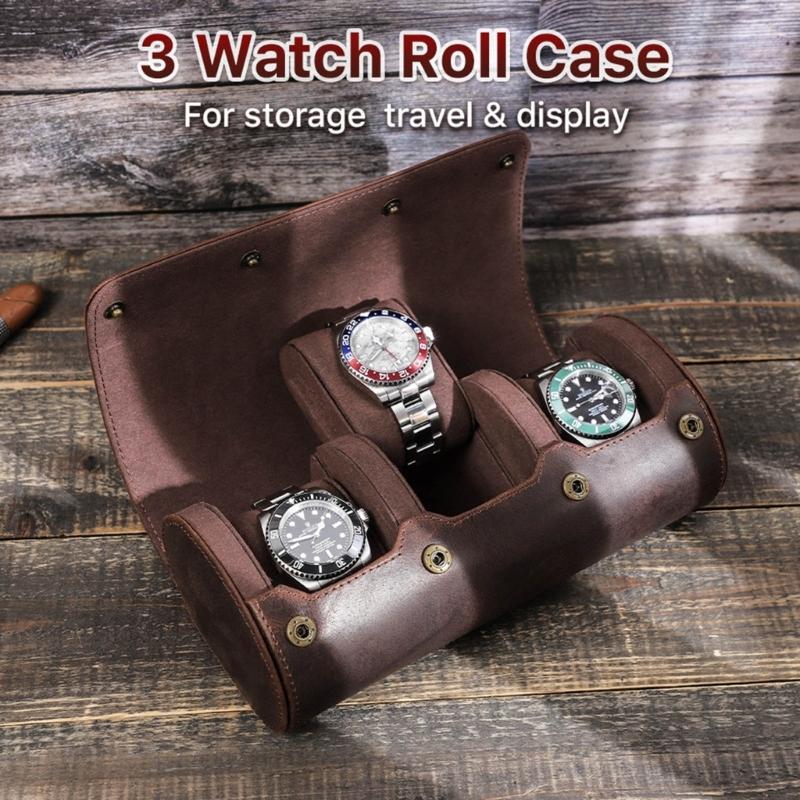 Watch Box Men and Women Watch Box Men and Women Multifunctional 3 Grids Leathers Storage Case Wrist Watch Boxes Gift Box