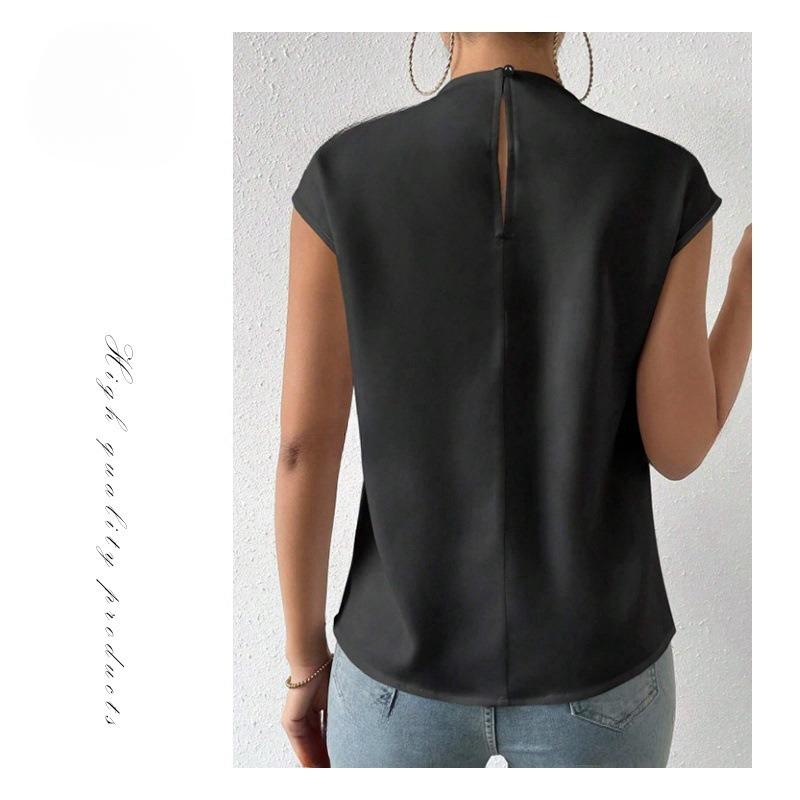 Sommer Satin Hudfarget Ding T-skjortedress med Løs Ermeløs T-skjorte for Kvinner Underdel med Camisole Topp T-skjorter Dame