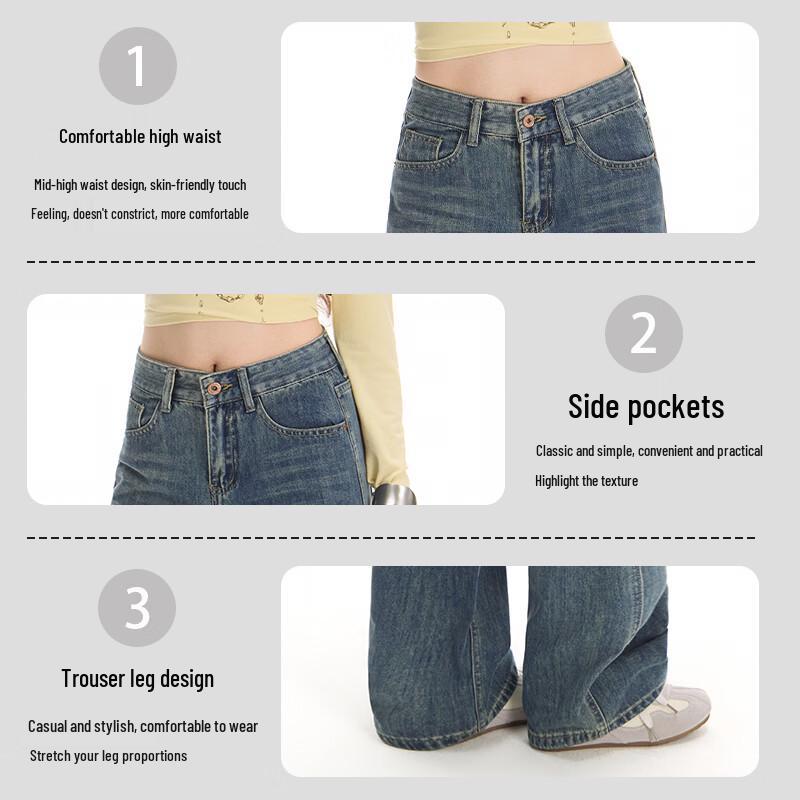 FIRS Women's Cotton Blend Wide-Leg Jeans