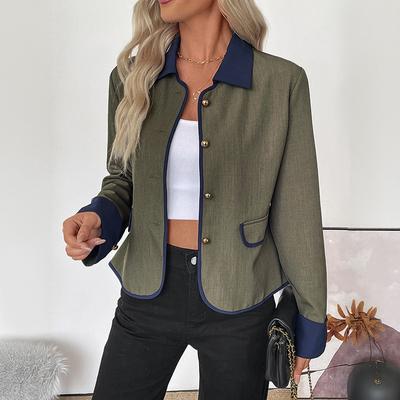 This Autumn Retro Color-blocking and Patchwork Coat Is An Elegant and High-end Short Coat for Women