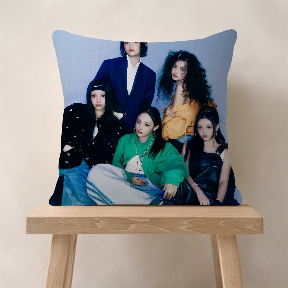 Kpop Singer N-New Jeans Office Cushion Pillowcase Car Cushion Cover45X45CM Lumbar Pillowcase Sofa Pillowcover