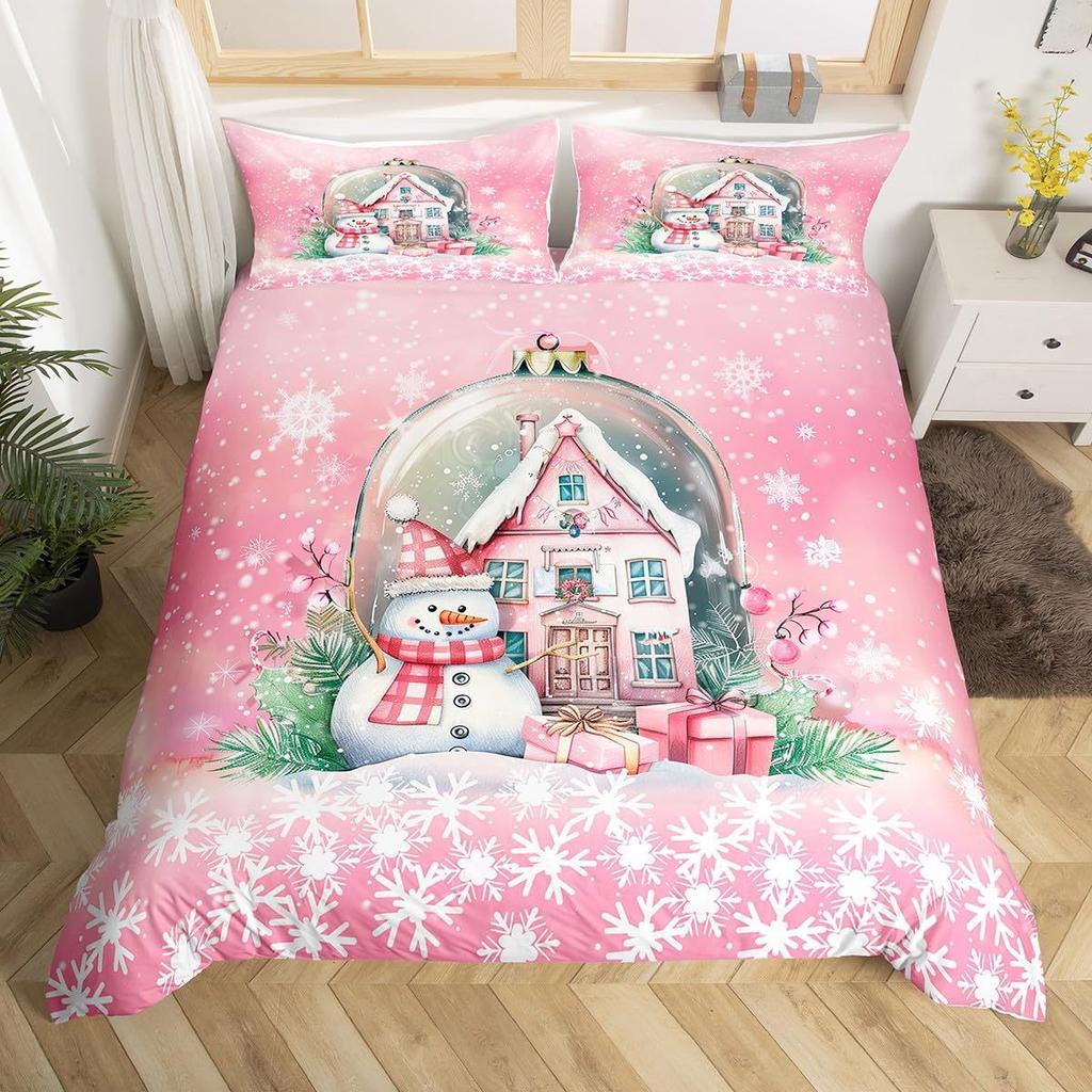 Christmas Snowman Down Comforter Set Bedding Set 3-piece Duvet Cover Set