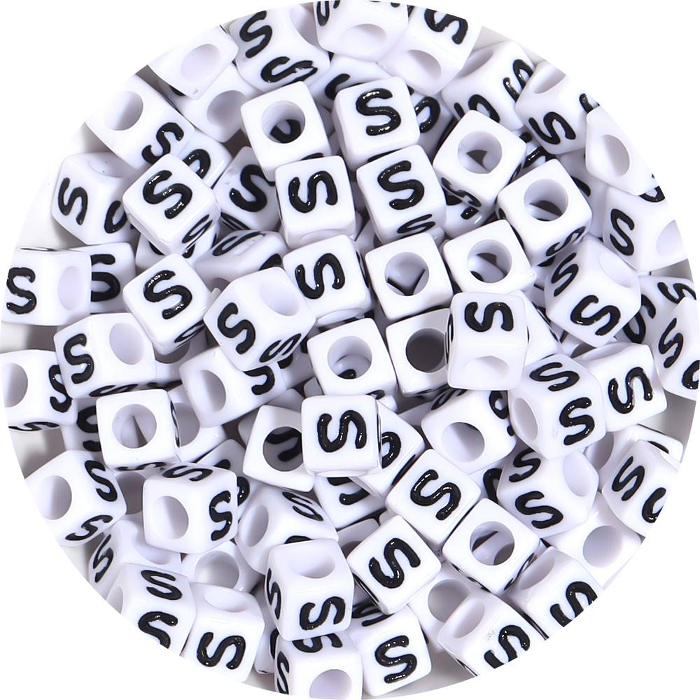 50-100pcs White And Black Color Letter Beads Alphabet Loose Beads Square Beads For Jewelry Making DIY Earring Bracelet Charm