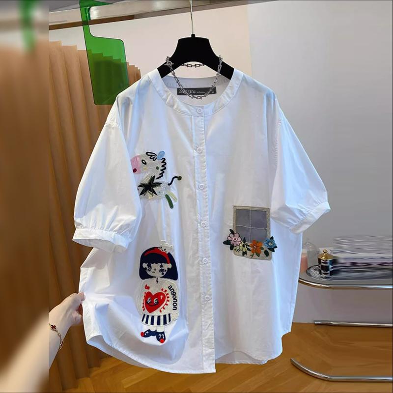 ZANZEA Damska bluzka casual z okrągłym dekoltem, krótkim rękawem i nadrukiem