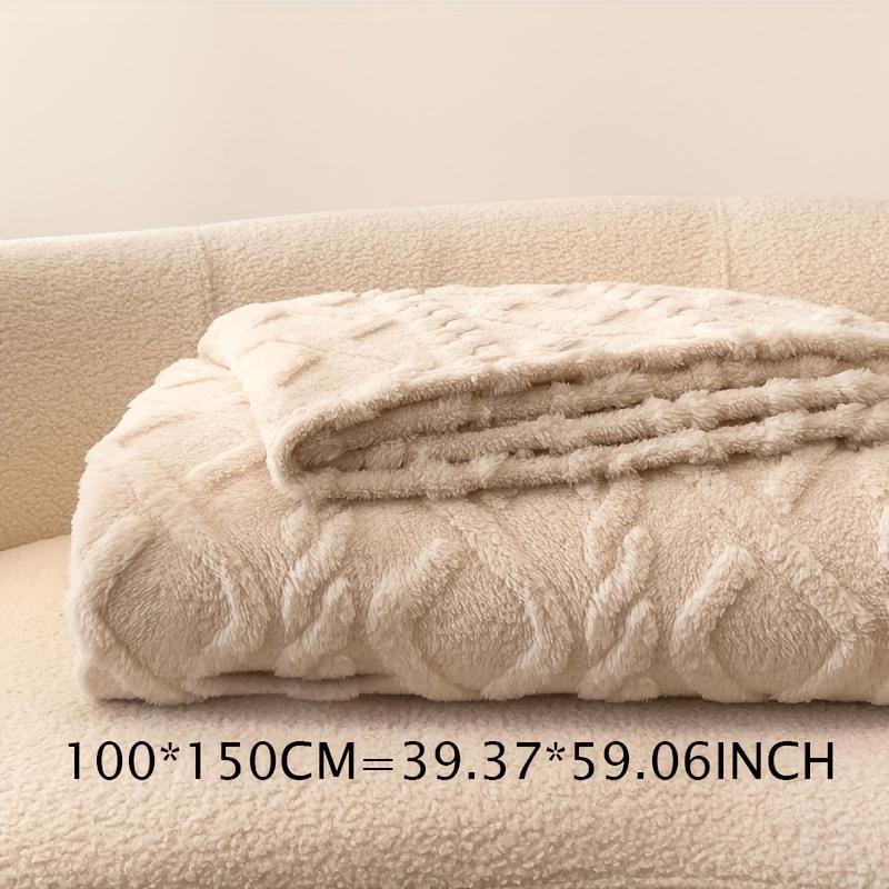 Ultra Soft Taffeta Luxury Throw Blanket Lightweight Multi Purpose for Bed Sofa Travel Napping Cozy Warm Plush Cream White Gift 100x150cm