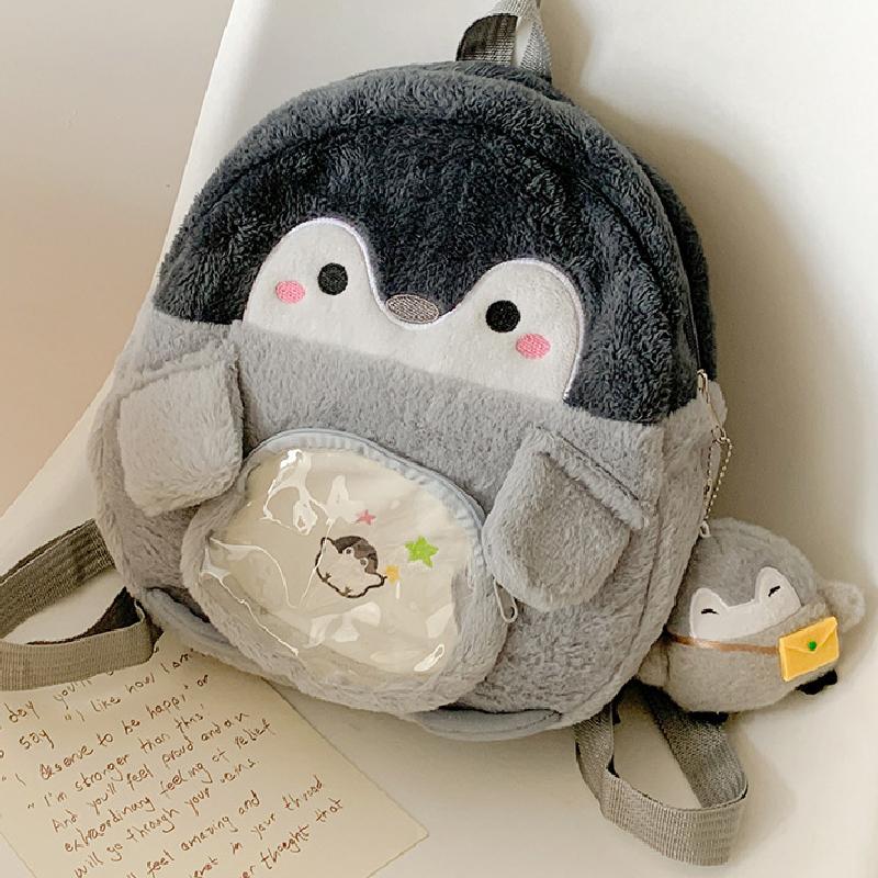Backpack Penguin Cartoon Plush Large Capacity Embroidered Shoulder Bag Students