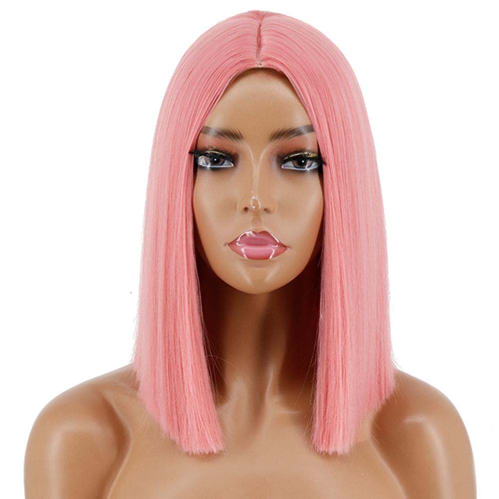 WERD Short Bobo Wig Synthetic Wigs for Women Golden Orange Straight Ombre Heat Resistant Lolita Cosplay Party Hair