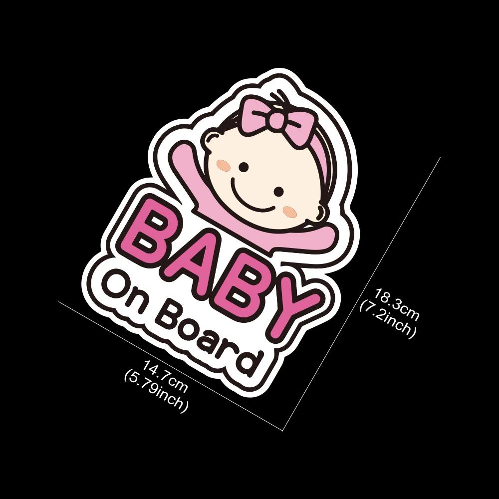 Cartoon Baby On Board Warning Sticker, Cute Vinyl Decal for Car Rear Window Windshield Safety Decor