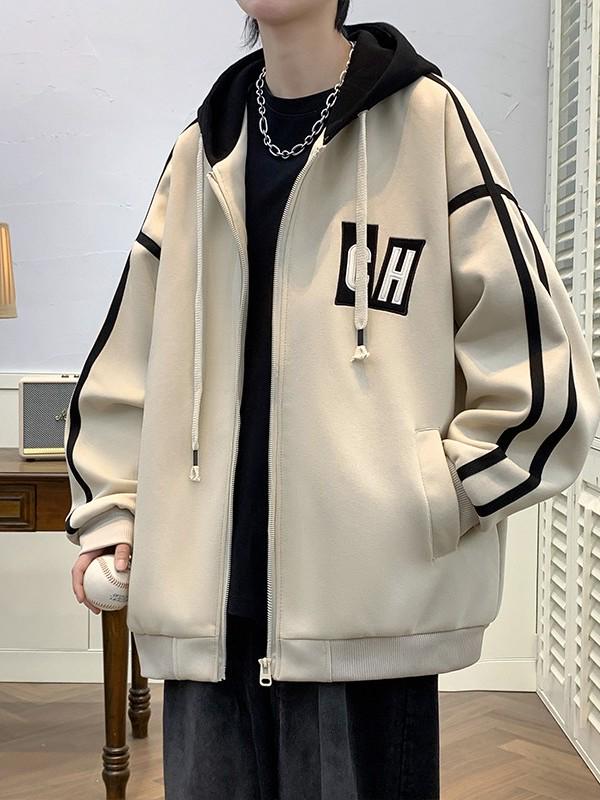 Trendig huvtröja för män: Lös casual sweatshirt för vår/höst, mångsidig långärmad topp