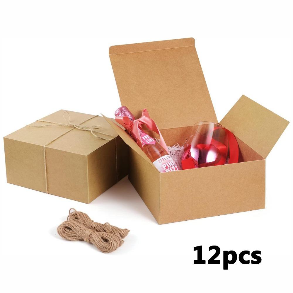 

12 шт. Подарочные коробки с откидной крышкой и пеньковой веревкой, сделай сам, коробка для предложения подружке невесты, коробка для предложения шаферу, складная подарочная упаковочная коробка для свадебных предложений 12pcs хаки