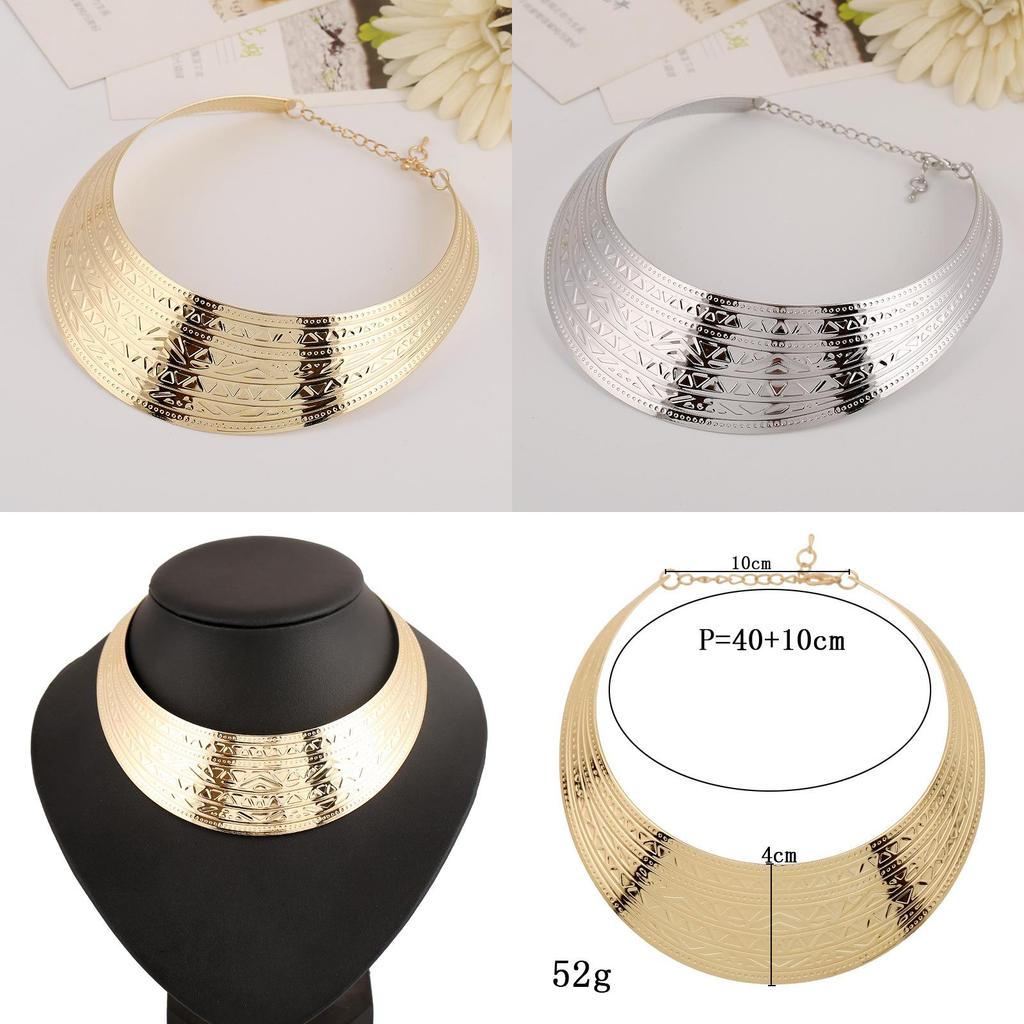 European Style Metal Geometric Necklace With Electroplated Finish For Women And Men