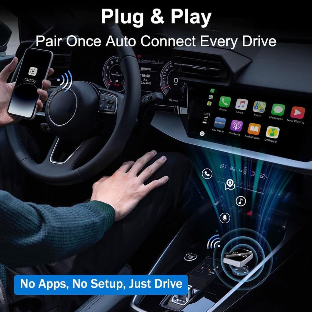 3in1 Screen Mirror Adapter, Upgrade Screen Mirror IOS Phone, Wired To Wireless Adapter, With 2.4/5 Ghz WiFi&Bluetooth 5.0, Plug And Play,