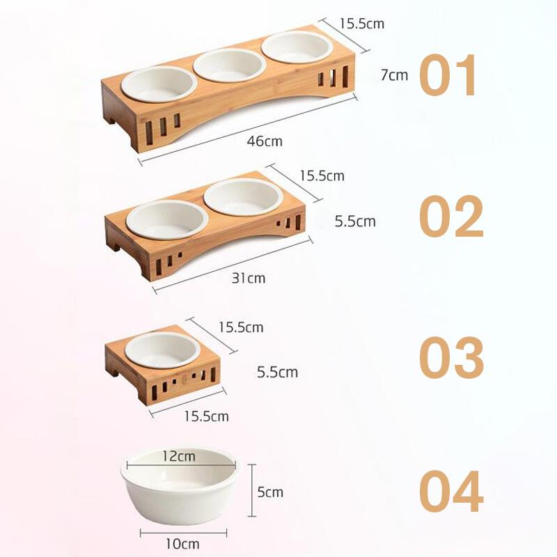 Animale de companie boluri duble câine pisică hrană apă hrănitoare ceramică farfurie bol bambus raft pisici hrănire feluri de mâncare câini mici bol de băut animale de companie provizii