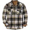 Spring and Autumn New Men's Clothing Color Matching Plaid Printing Shirt, Cardigan Lapel Long-sleeved Plaid Shirt