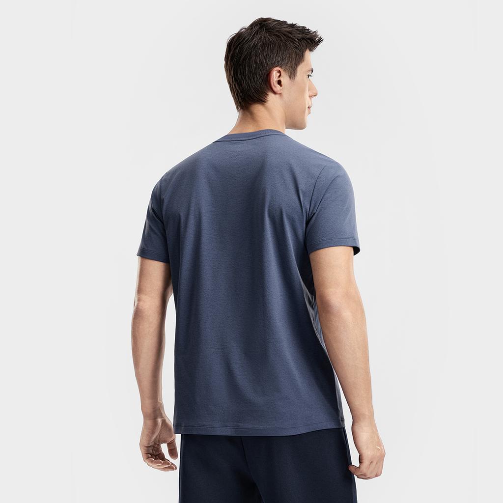 FILA Tennis Minimalist Sports Training Versatile Comfortable Knitted Short Sleeve T-Shirt Men Tops Dark-Smoke-Blue A51M613101FDB