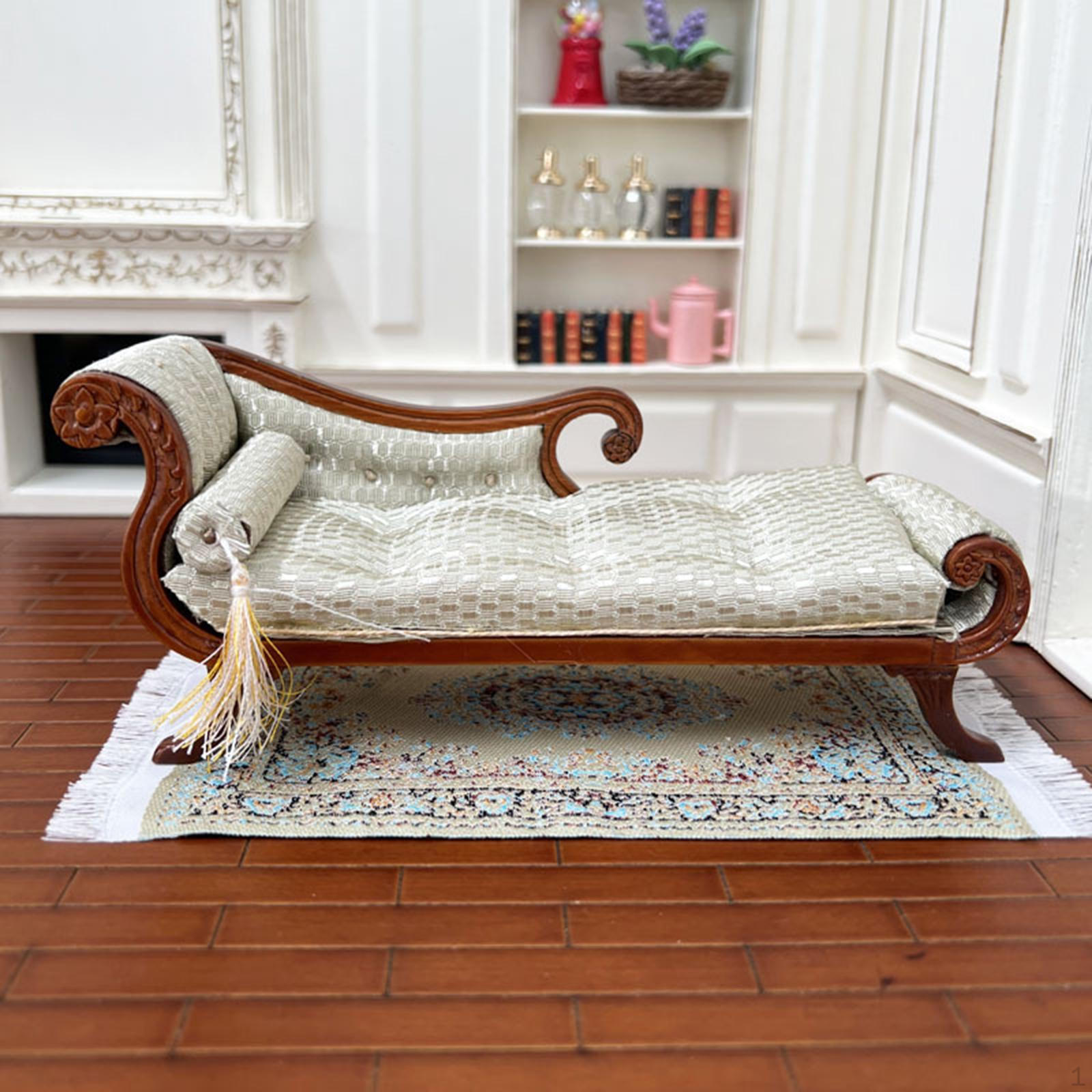 

Мини-скамейка-кресло для отдыха своими руками для кукольного домика 1/12, деревянный диван коричневый