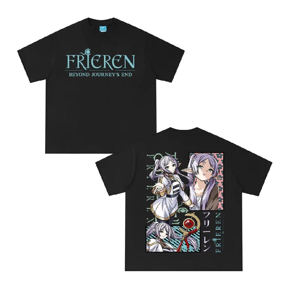 

Anime Frieren_ Beyond Journey s End Frieren Graphic T-shirt Men Women Clothing Fashion Harajuku Short Sleeve Summer T Shirt Tops S чёрный