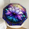 1pc Stained Glass Lotus Mandala Umbrella with Plastic Handle,Suitable for All Seasons Home Travel Outdoor UmbrellaDD1114