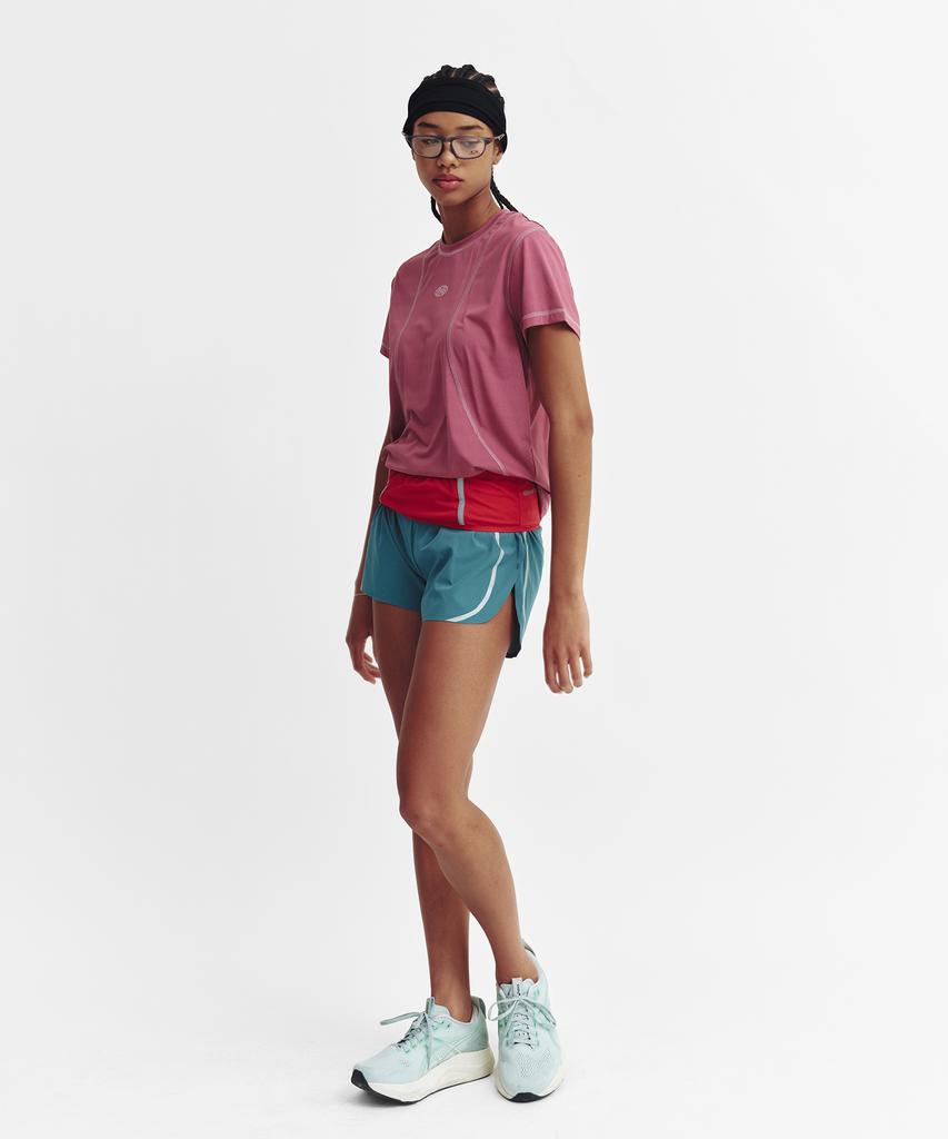 Minasu Sports Fit Contrast Stitch Short Sleeve T Shirt_Pink
