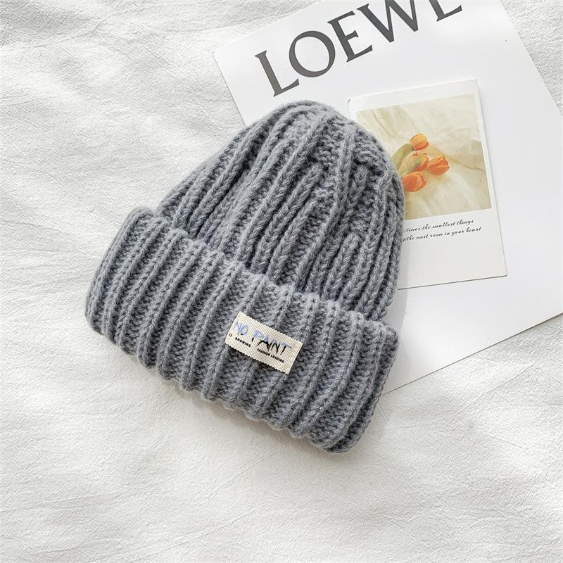 Fashion Cloth Label Knitted Baotou Cap Women's Cycling Travel Versatile Ear Protector Pullover Wool Cap