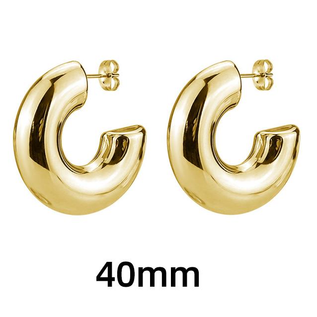 Klassische Glatte Runde Dicke Creolen für Damen Vergoldeter Edelstahl C-Form Dicke Kreisohrringe Modeschmuck