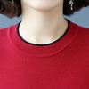 Fall Winter Women's Thick Crew Neck Wool Sweater Loose Rhinestone Embroidered Plus-size Sweater Soft Skin-friendly Knitted Stretchy Pullover Top