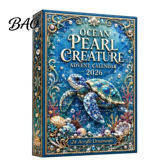 Desk Collection Figures Marine Life Advent Calendars 2026, 24 Days Christmas Countdown Calendar with 2D Acrylic Decorative Desktop Accessories Turtle