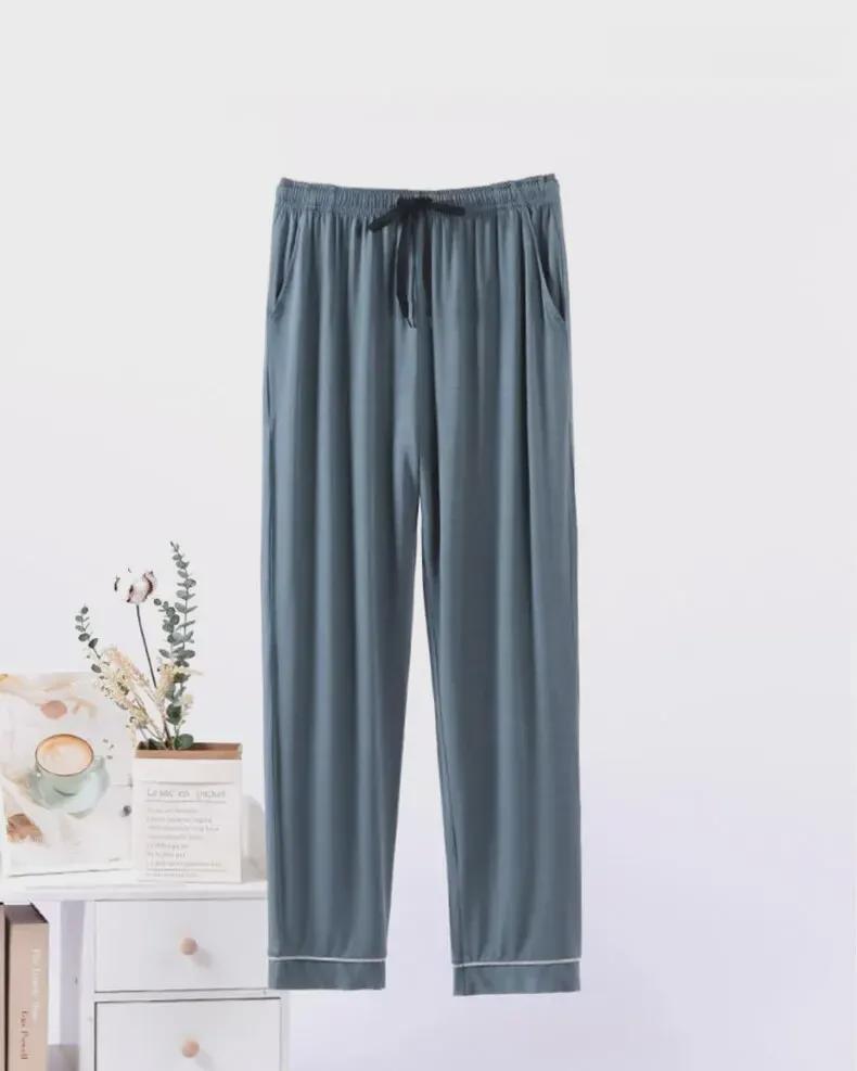 Pantaloni de pijama modal ocazional pentru bărbați – pantaloni largi, subțiri pentru acasă pentru ținute de interior/exterior