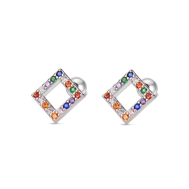 

Rainbow Diamond Square Exquisite Air-quality Stud Earrings