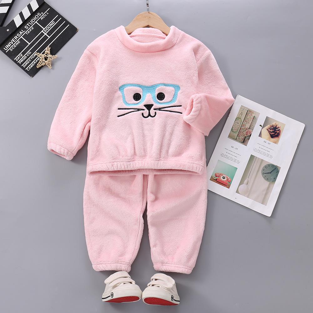 2023 Herbst/Winter Fleecefutter Kinder Cartoon Flanell Pyjama Set