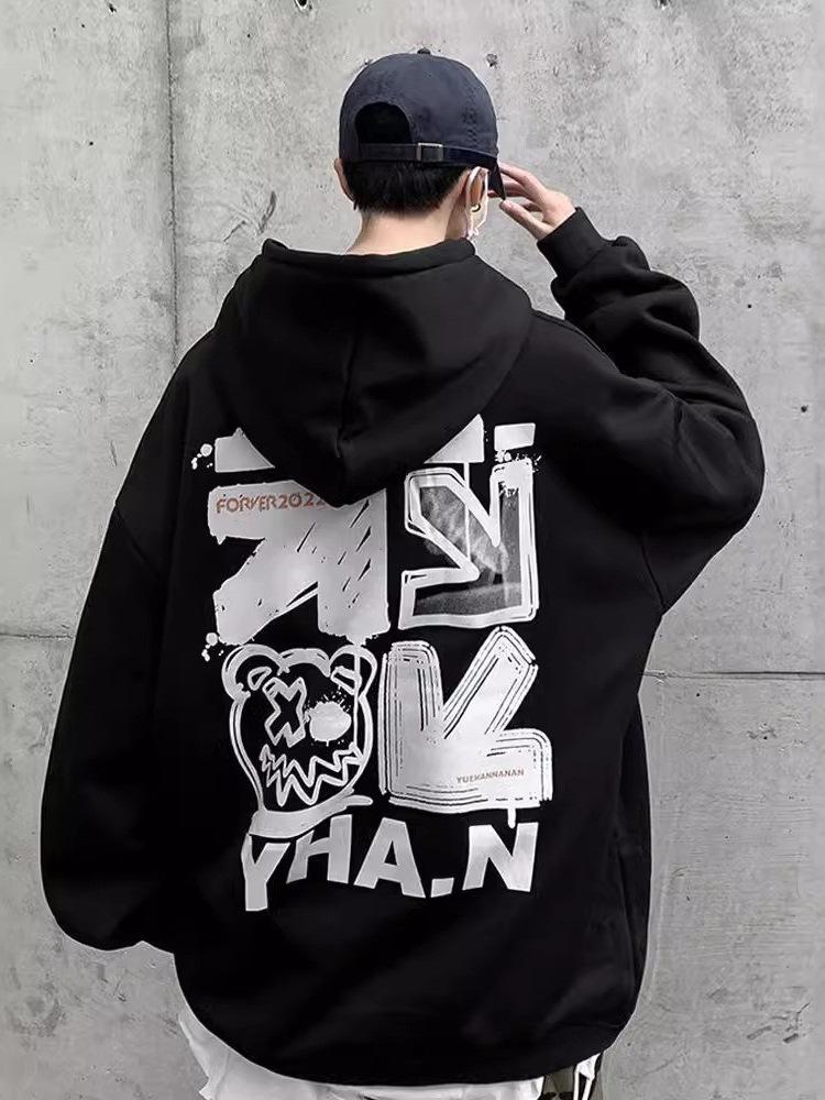 Herren Trendy Amerikanisches Übergroßes Kapuzensweatshirt - Herbst/Winter Samtmantel