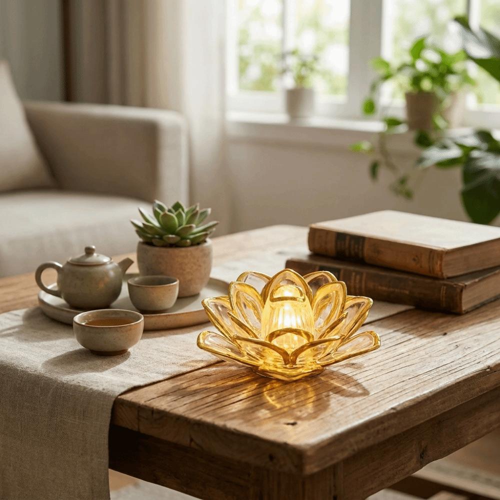 Lotus Outline Design Lotus Candle Lamp Soft LED Light Source Flameless Decor Light Altar Worship
