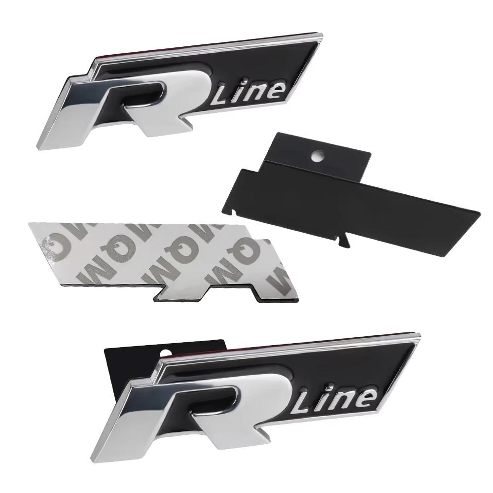 3D Metal R Line Logo, Car Front Grill Badge Rear Trunk Emblem Sticker for G-ol-f 4 5 6 7 P-ol-o P-assa-t T-igua-n T-oura-n C-C T-ouare-g