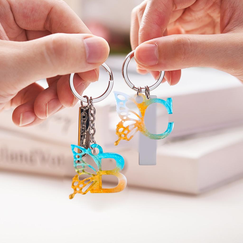 Butterfly Alphabet Silicone Mould DIY Alphanumeric Pendant Resin Mould Keychain Earrings Epoxy Jewellery Craft Casting Moulds
