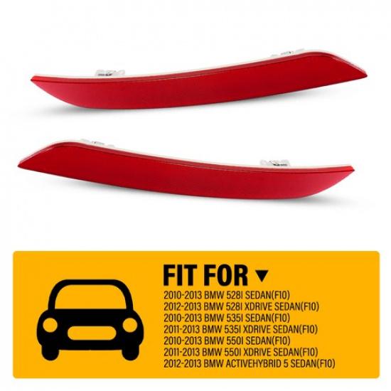 2X Rear Bumper Reflectors Red For 2010 11-2013 BMW 528i/535i/550i xDrive F10 EXV