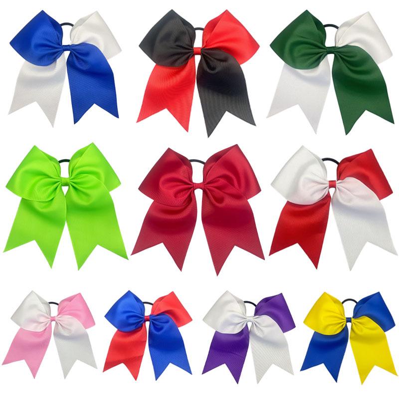 Two-Color Swallowtail Leather Bow Children's Hair Tie for Cheerleading