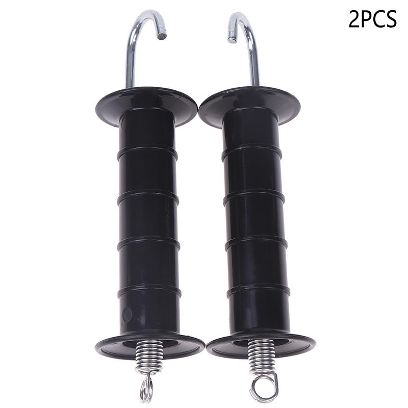 2 szt. Plastikowa rączka bramy pastucha elektrycznego ze sprężyną dla farmy, dzikich zwierząt, małp, zwierząt gospodarskich, ogrodu, elektrycznego systemu ogrodzeniowego, rączki bramowe