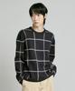 210EDIT Birdseye Soft & Chewy Round Big Check Knit [Check Navy]_Zf4Sw071
