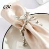 Tree Branch Napkin Ring Ring, Vintage & Bird Design with Gold Finish, Open-End Holder for Plated Cloth Linen Dinner Napkins, Wedding Banquet